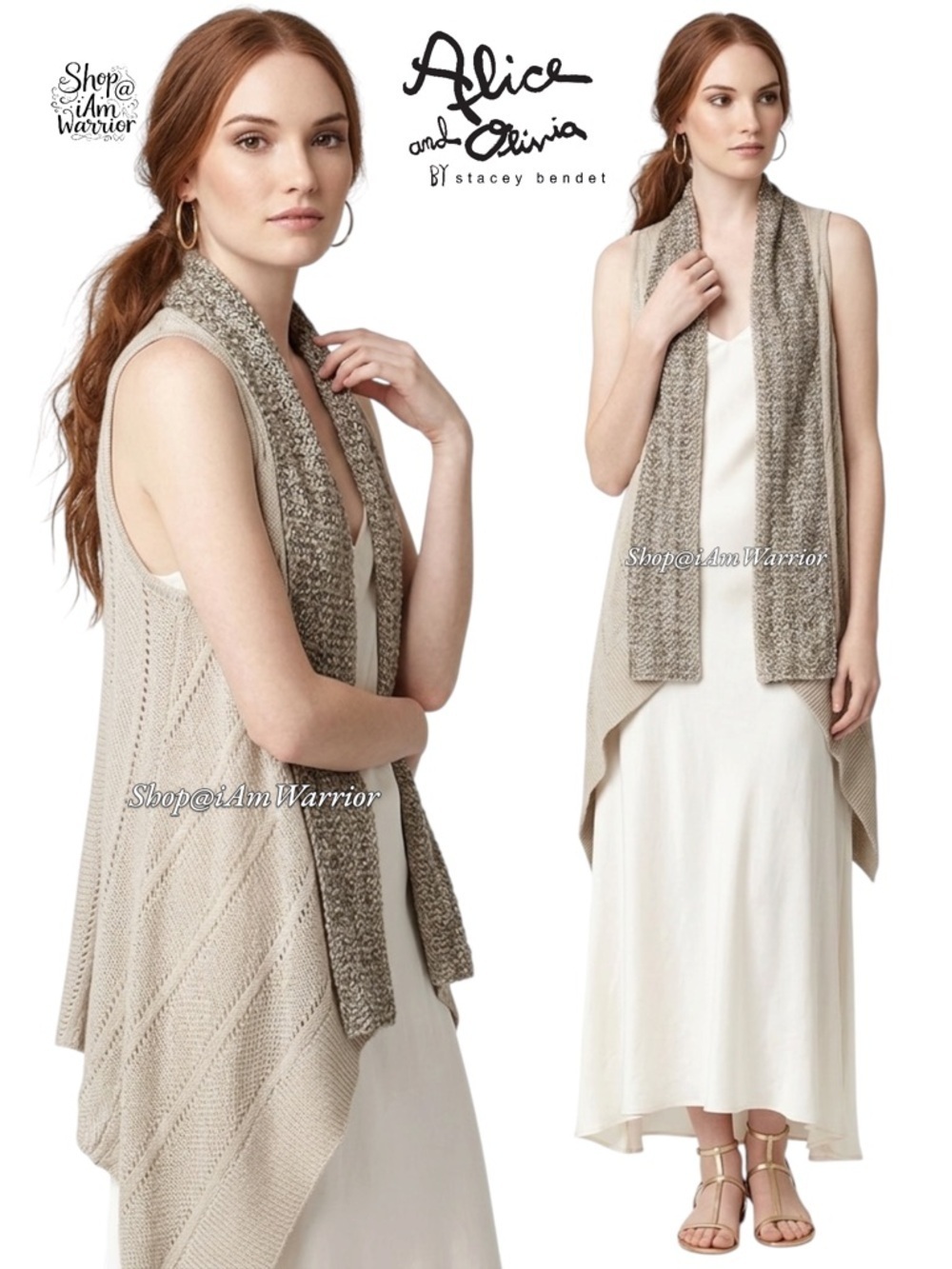 Alice & Olivia beaded drape cardigan sweater vest *shop@iamwarrior